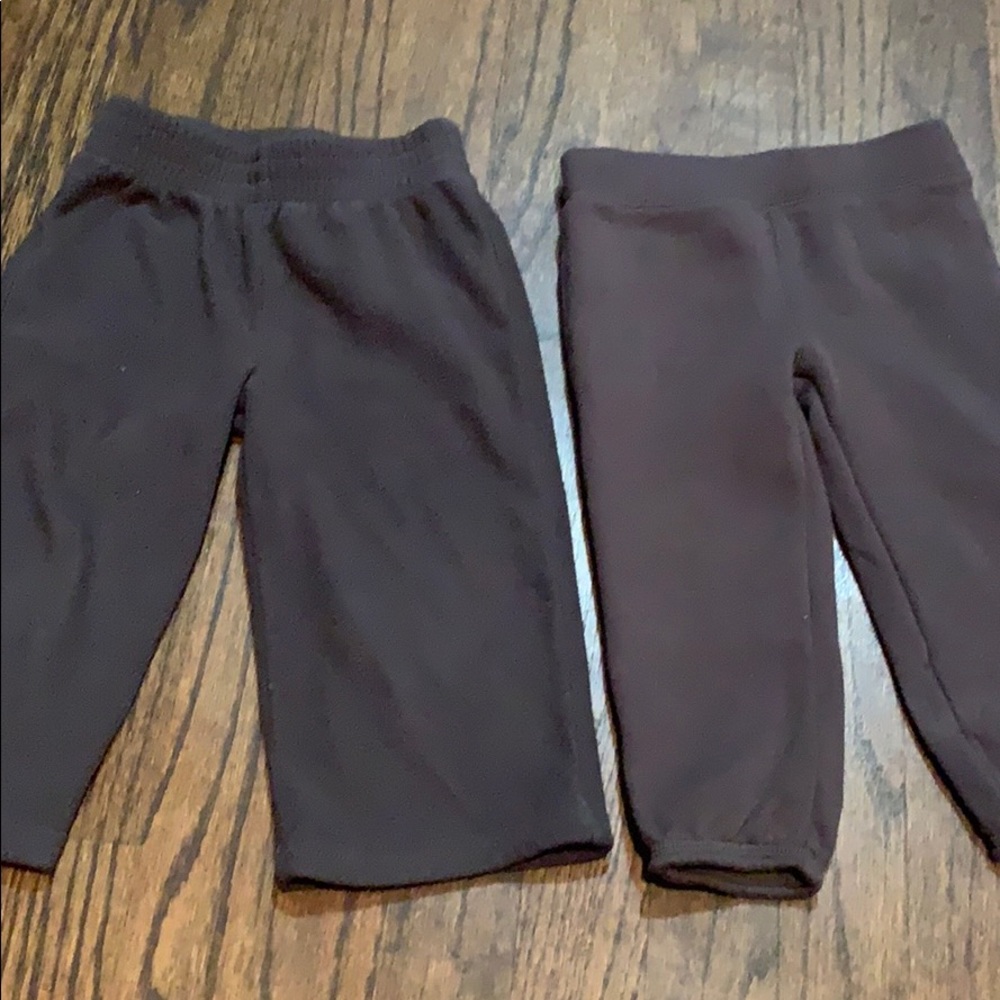 Fleece grey pants and brown joggers
